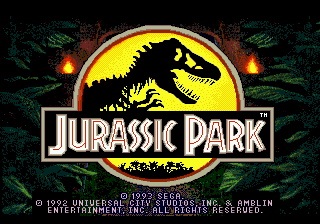 Jurassic Park title screen for Sega Genesis